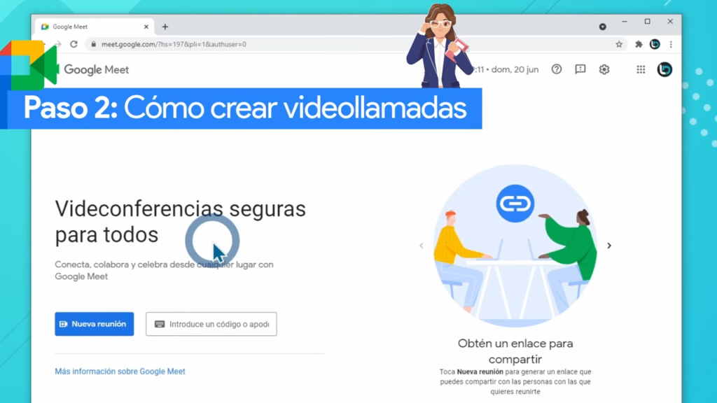 Crear videollamada con Google Meet