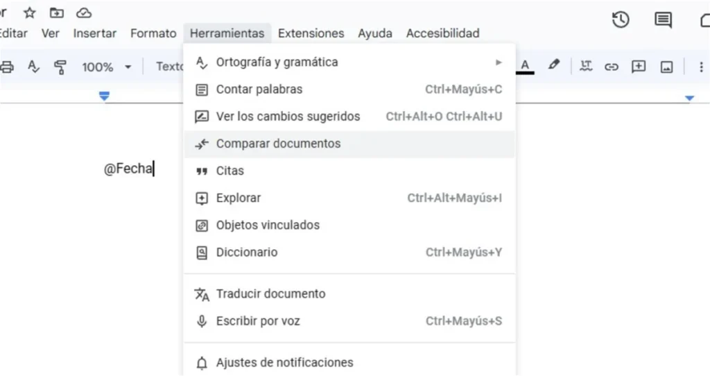 Compara documentos de Google