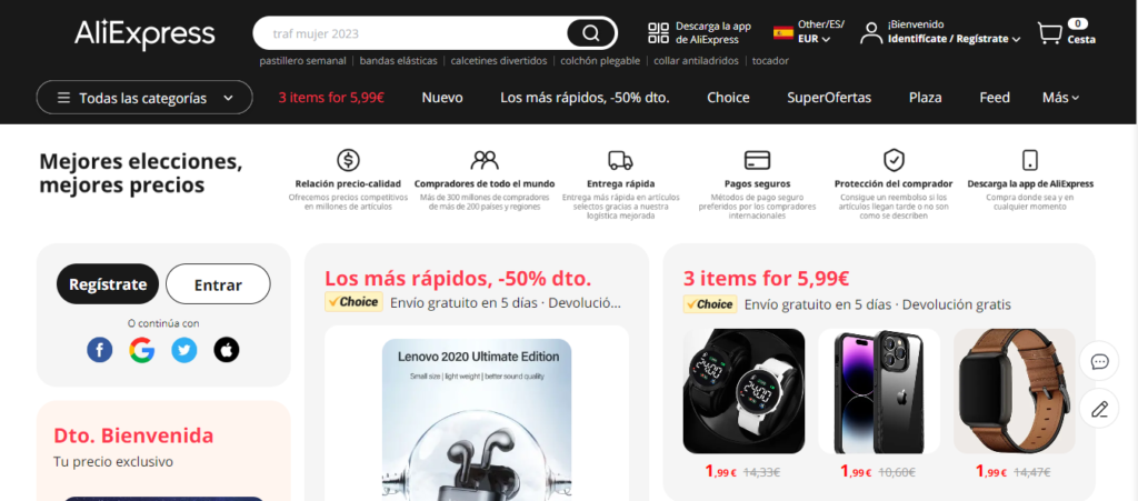 Pagina web de aliexpress