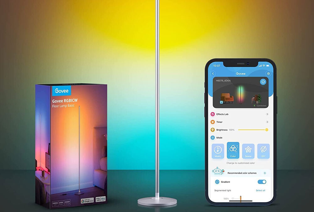 Ilumina tu hogar con estilo con la lámpara de pie Govee. Diseño moderno, iluminación dinámica y compatibilidad con Alexa y Google Assistant