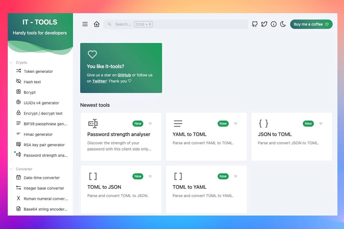 Descubre IT Tools, una web con más de 60 herramientas gratuitas y de código abierto. Perfecta para profesionales de la informática y usuarios generales