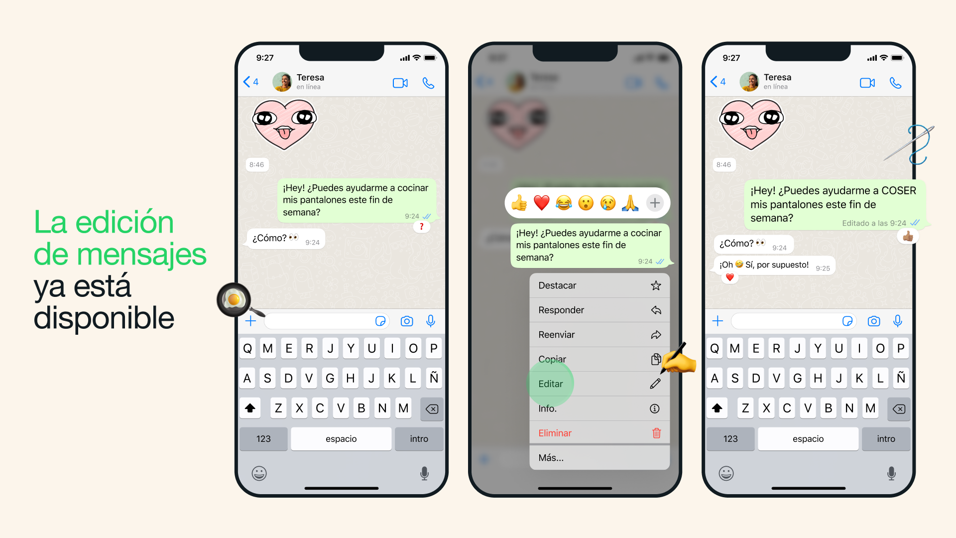 Ahora puedes editar tus mensajes en WhatsApp